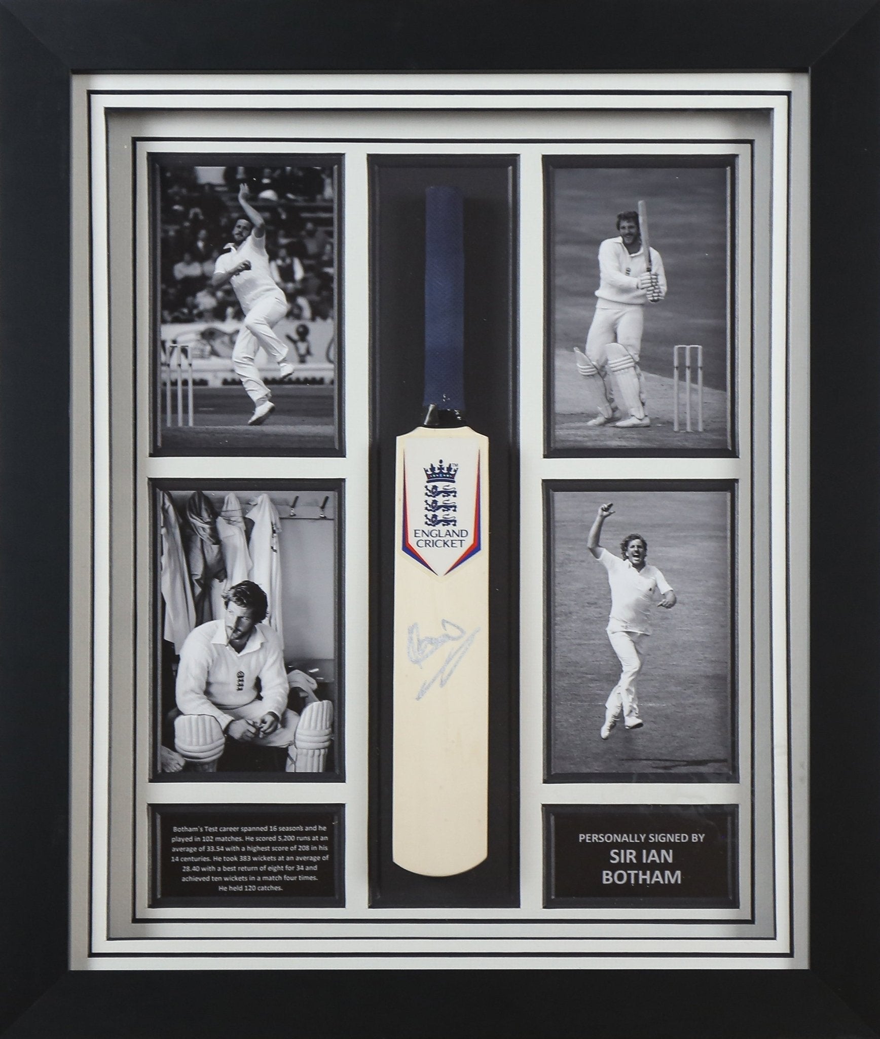 Sir Ian Botham Signed Cricket Bat Framed Display - Memorabilia Framers Shop
